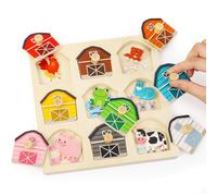 LZDMY Giocattoli Montessori da 1 Anno Bambino Puzzle di Legno, Fattoria abilità motorie Giocattolo per 12-36 Mesi Ragazza Ragazzo Bambini afferrando Puzzle ordinamento Compleanno Natale Regalo Pasqua
