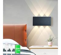 LZGS Go Swing Bands Lampada da parete a batteria LED Lampada da parete con batteria da 5000mAh con interruttore touch control 3 modalità livelli di luminosità per soggiorno corridoio (Nero)