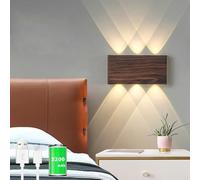 LZGS Go Swing Bands Lampada da parete a batteria LED Lampada da parete con batteria da 5000mAh con interruttore touch control 3 modalità livelli di luminosità per soggiorno corridoio (Noce)