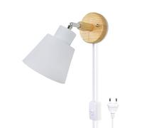 LZGS Go Swing Bands Lampada Da Parete Con Presa Per Interruttore Lampada Da Comodino Macaron Retrò Moderna Legno Moderne Lampada A Muro Orientabile E27 Luce Da Camera Da Letto Soggiorno (White Plug)
