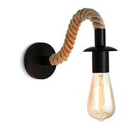 LZGS Go Swing Bands Lampada da parete vintage in corda di canapa applique industriale ideale per loft corridoio o camera da letto E27 lampadario 110/220V (nero)