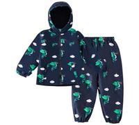 LZH Bambini Impermeabile Ragazzi Giacca con Cappuccio Dinosauro Cappotto + Pantaloni Set