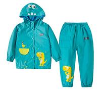 LZH Boys Raincoat Ragazzino Bambini impermeabili con cappuccio Girls, pantaloni da giubbotto Vestito leggero 2 pezzi set, dimensioni unisex 120/4-5 anni, Blu