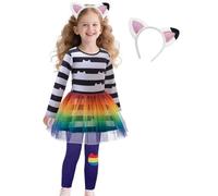 LZH Costume arcobaleno per bambine, vestito tutù per il compleanno con fascia e pantaloni, set per la festa di Halloween 3-8Y