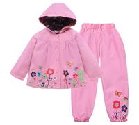 LZH Tuta Impermeabile Bambina Antipioggia Bambino Pioggia Pantaloni Set | Giacca e pantalone impermeabile bambino 2pezzi，per la scuola tutto il giorno, attività all'aperto e indossare quando piove