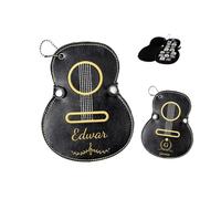 LZHAOHE Custodia per plettro in pelle personalizzata - Supporto con incisione personalizzata con 17 slot, custodia a forma di chitarra per musicisti, Nero , Taglia unica