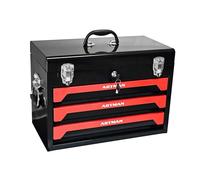 LZHAOHE Moderna cassetta degli attrezzi portatile in metallo con 3 cassetti, maniglia e serratura a chiave, armadietto degli attrezzi durevole per garage, magazzino, officina, ufficio, colore nero