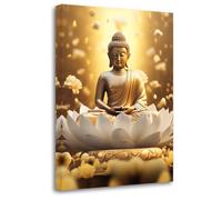 LZIMU Quadri di Buddha in oro Stampe su tela Zen Statua di Buddha Quadro di loto spirituali Opere d'arte spa per meditazione yoga Sala di preghiera buddista(Quadri-2, (40.00 x 60.00 cms))