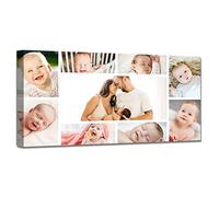 LZIMU Stampe su tela collage con le tue foto Immagini multiple personalizzate per la parete Foto di famiglia personalizzate su tela Regali personalizzati(13,incorniciato)