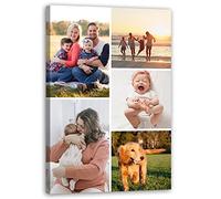 LZIMU Stampe su tela collage con le tue foto Immagini multiple personalizzate per la parete Foto di famiglia personalizzate su tela Regali personalizzati(6,incorniciato)
