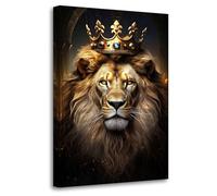 LZIMU Stampe su tela Leone Re Leone con corona d'oro Stampe su poster Quadri di fauna selvatica africana per l'arredamento dell'ufficio del soggiorno(Quadri-4, (40.00 x 60.00 cms))