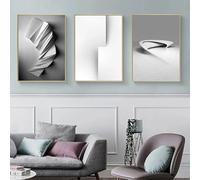 LZJAGXX Astratto bianco e nero geometrico spazio arte parete arte tela pittura poster stampe linea nordica immagini per soggiorno (40x60cmx3/cornice interna)