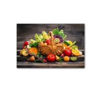 LZJAGXX Moderna pittura murale per cucina, poster con cesto di frutta e verdura, stampe su tela, decorazione per ristorante, opera d'arte su tela (30x40 cm/senza cornice)