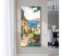 LZJAGXX Quadro su tela Paesaggio mediterraneo Paesaggio marino Poster e stampe Grande immagine artistica da parete Soggiorno Corridoio Decorazioni per la casa 40x80 cm Senza cornice