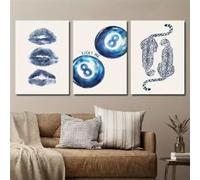 LZJAGXX Stampe artistiche da parete moderne con ghepardo blu e bacio a 8 palle, su tela, alla moda, poster leopardato per soggiorno, arredamento per la casa (60x90cmx3/senza cornice)