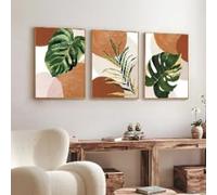 LZJAGXX Stampe su tela di quadri moderni con piante verdi e foglie di palma in stile boho, poster di natura morta per la decorazione del soggiorno (50x70cmx3/senza cornice)