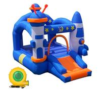 LZLXXLZL Bounce House, casetta gonfiabile per bambini dai 3 ai 6 anni, con area di salto e scivolo, castello gonfiabile a tema spaziale con aeratore, per interni ed esterni