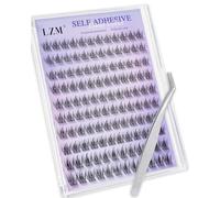 LZM Ciglia Adesive - Ciglia a Ciuffo Pre-incollate 10-13mm C Curl Volume, Kit di Extension Ciglia Individuali con Pinzette, Nessuna Colla Necessaria, Ciglia Adesive Naturali