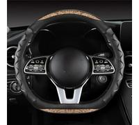 LZM-DIEWLEI Coprivolante universale in pelle per auto, dimensioni standard, 38,1 cm, antiscivolo, morbido, traspirante, per la maggior parte delle auto (beige, forma a D)