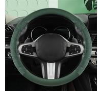 LZM-DIEWLEI Coprivolante universale in pelle per auto, dimensioni standard da 36,5 a 38,1 cm, antiscivolo, morbido, traspirante, per la maggior parte delle auto (verde a forma di O)