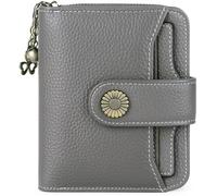 LZM-DIEWLEI Portafoglio da donna in vera pelle con blocco RFID, porta carte di credito con finestra per documento d'identità, piccola borsa da donna (grigio)