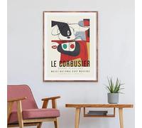 LZMASM Manifesto della mostra di Le Corbusier del 1954, stampa del museo d'arte francese, stile cubista, dipinto su tela, arte murale moderna di metà secolo (70x100 cm/senza cornice)