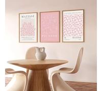 LZMASM Matisse Rosa Astratto Murale Henri Matisse Tela Poster Moderno Minimalista Murale Arte Estetica Stanza Decorazione Casa (50x70cm/3 Pezzi Senza Cornice)