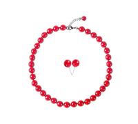 LZMEI Set di gioielli in finto vetro annodato a mano con perle d'imitazione collana e orecchini, vari colori per le donne, Vetro, Nessuna pietra preziosa