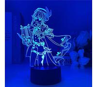 lzmlzm Luce notturna a LED illusione 3D Genshin Impact Figura Venti Scrivania Lampada da Tavolo Anime Gioco Personaggio Bambini Home Room Decor Flash Colors