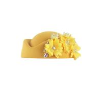 LZPCarra Cappelli da chiesa da donna con applicazione floreale, cappelli Pillbox, fascinator, 12 colpi, giallo., Taglia unica