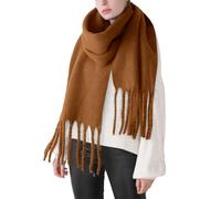 LZPCarra Sciarpa invernale ispessita da donna, tinta unita, grande sciarpa a treccia bocca naso protezione sciarpa e nasale, marrone, Taglia unica