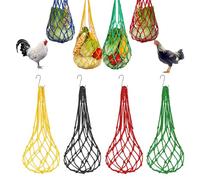 LZPLJLWS Abbeveratoio e mangiatoia per Galline 4 Pezzi con Rete e Ganci 57 cm Anti-spreco in Nylon Resistente, Accessori sospesi per pollaio Galline Anatre oche Divertimento e Alimentazione