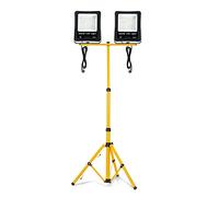 LZQ 2 x Faretto LED da Esterno 6500K Faro LED da 200W Ultra sottile di sicurezza IP66 impermeabile 20000 lm Super luminoso Luce Bianco Caldo con Treppiede Telescopico Giallo 150 cm