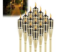 LZQ 24 torce da giardino per esterni, 90 cm, fiaccole a olio, in bambù, per esterni