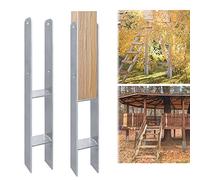 LZQ 4 supporti per pali ad H, zincati a caldo, 101 mm, pali di ancoraggio a H, piastra di base in legno, ancora, lunghezza 600 mm, spessore 5 mm, 101 x 60 x 600 mm