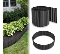 LZQ 5 m x 18 cm di altezza zincata, bordo per aiuole flessibile, facile da montare, barriera radicale o bordo tagliente, lunghezza regolabile per aiuole e giardino, colore nero