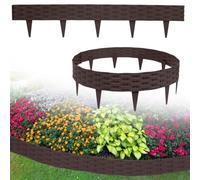 LZQ Bordo per aiuole, 10 m, rotondo, in plastica, con 10 elementi da 1 m, colore marrone