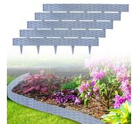 LZQ Bordo per aiuole, in plastica, pieghevole, 15 m, motivo palizzate, con 15 elementi da 100 cm, colore: grigio