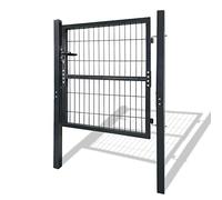 LZQ Cancello da giardino, antracite, robusto, durevole, con serratura, protezione dalla corrosione e durata, con pali in plastica e serratura da infilare (125 x 100 cm)