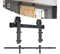 LZQ Kit Binario per Porta Scorrevole, Nero Kit Accessori Porte Scorrevoli Stratoper Bagno Cucina Studio (6,6FT/200cm, Una Porta)