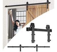 LZQ Kit Binario per Porta Scorrevole, Nero Kit Accessori Porte Scorrevoli Stratoper Bagno Cucina Studio (6FT/183cm, Una Porta)