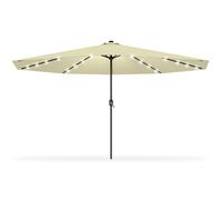 LZQ Ombrellone parasole per balcone, Ø 350 cm, con illuminazione a LED solare, in alluminio, con manovella, ombrellone da spiaggia, rotondo, impermeabile, UPF 40+, beige., Grandes