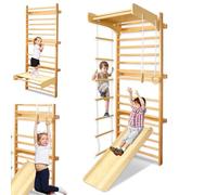 LZQ Parete da ginnastica per arrampicata per adulti e bambini, in legno di betulla, multifunzionale, per interni ed esterni, adatto per bambini a partire dai 2 anni