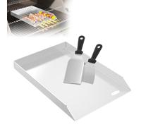 LZQ Piastra in acciaio inox, 30 x 45 x 4 cm, Plancha in acciaio inox, per barbecue a gas e a carbone, spessore 4 mm, accessorio per barbecue per barbecue, con spatola per barbecue e grattugiatrice