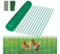 LZQ Rete di protezione 50 m x 1 rotolo di recinzione in plastica, recinto, con chiodi e nastri, rete di segnalazione, recinzione mobile, per pollame, pollame, colore: verde