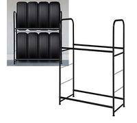 LZQ Scaffale Portagomme Supporto per Pneumatici con Struttura in Scciaio a due Strati per 8 Pneumatici (107 × 46 × 117cm)