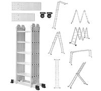 LZQ, scala multiuso in alluminio, 4 x 5, 550 cm, 6 in 1, multifunzione, pieghevole, per uso domestico, per fare dei lavori