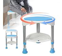 LZQ, sgabello da doccia, 45-57 cm, regolabile in altezza e girevole a 360°, per anziani e donne incinte, ausilio per doccia, antiscivolo, colore: blu