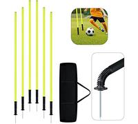 LZQ Slalom Poles - Set di aste da allenamento Slalom Poles Agility da 1,5 m, giunto a molla rimovibile, con borsa per il trasporto e punta in metallo per allenamento di coordinazione (giallo, 6 aste)