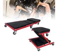 LZQ Tavola pieghevole da officina, 2 in 1, fino a 150 kg, ruote girevoli a 360°, rivestimento in PVC con imbottitura in gommapiuma, colore nero